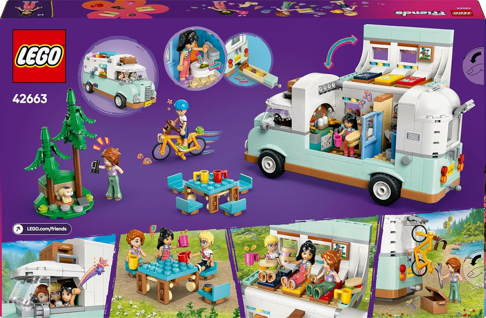 LEGO Friends Wohnmobil, Bauset für Rollenspiele mit einem Spielzeug Wohnwagen, Geschenk für Mädchen ab 7 Jahren, kreatives Spielset mit 3 Minifiguren und Frettchen Tierfigur 42663