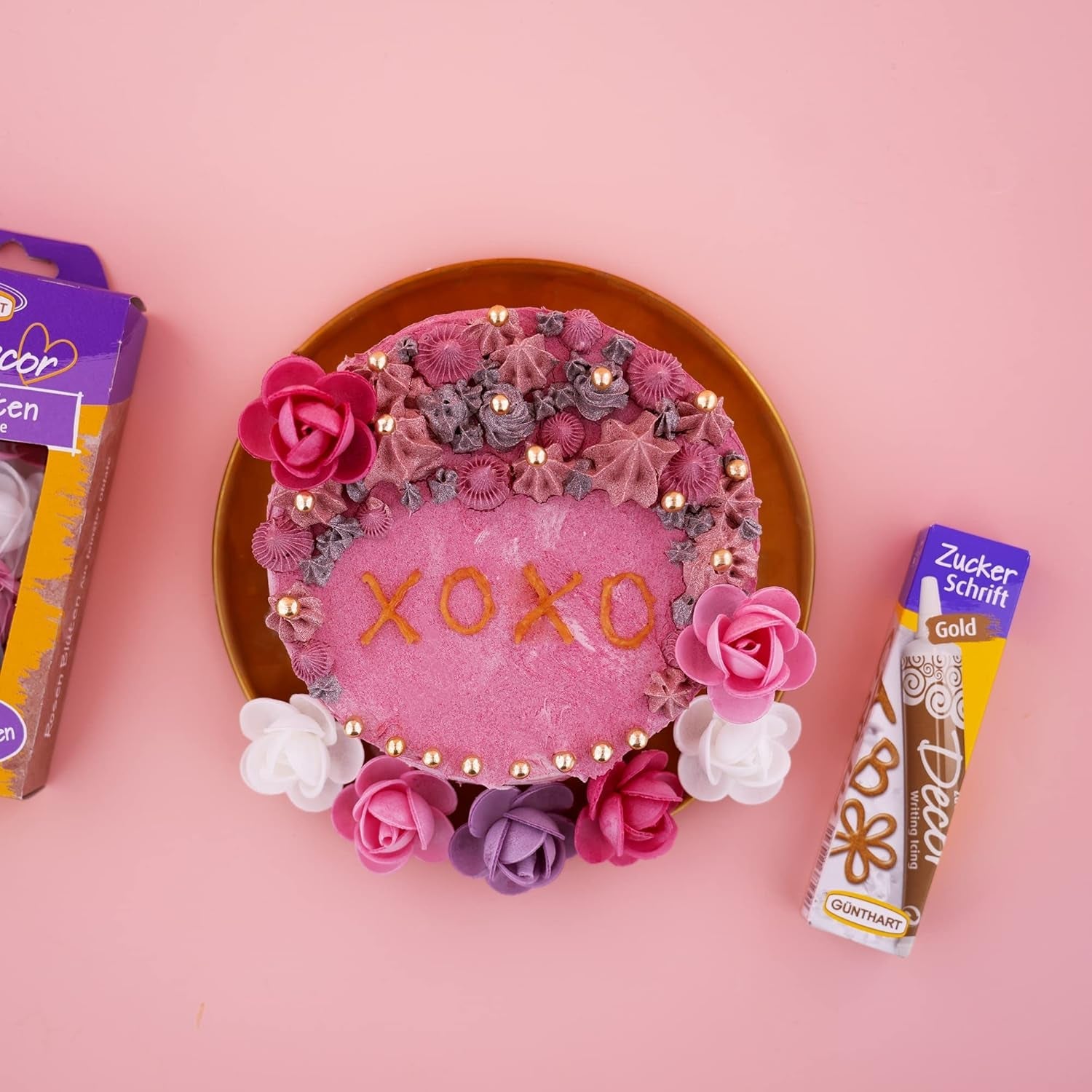 Günthart Backdecor 25 g Zahăr cu litere AUR Pentru toate deserturile în culoare aurie Fabricat din zahăr pentru litere și modele frumoase, 1 pachet (25 g)