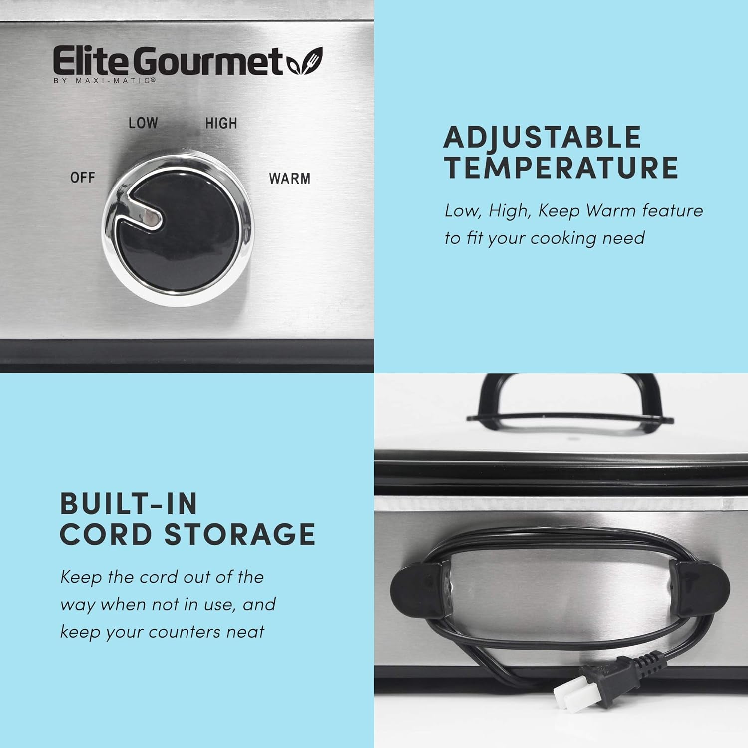 MST-5240SS Pentola a cottura lenta, 3,3 litri, Pentola a cottura lenta in acciaio inossidabile Naty Shop