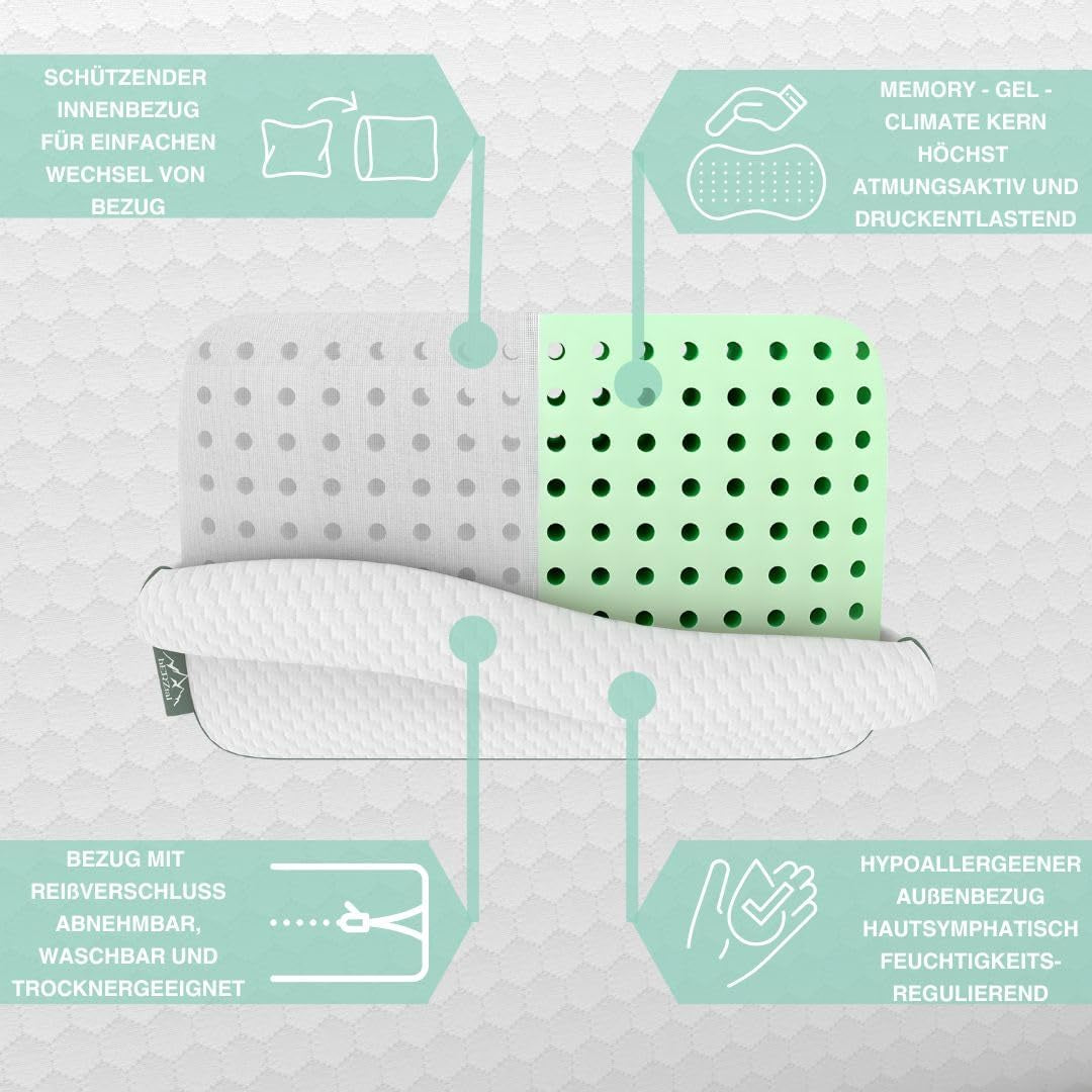 Pernă ortopedică de susținere a gâtului pentru 80X40, 800X400 Mm, pernă viscoelastică, pernă visco, pernă, pernă gât spumă de memorie, spumă visco, somn, alb (710 X 420 X 120 Mm) Perne ortopedice cervicale Naty Shop