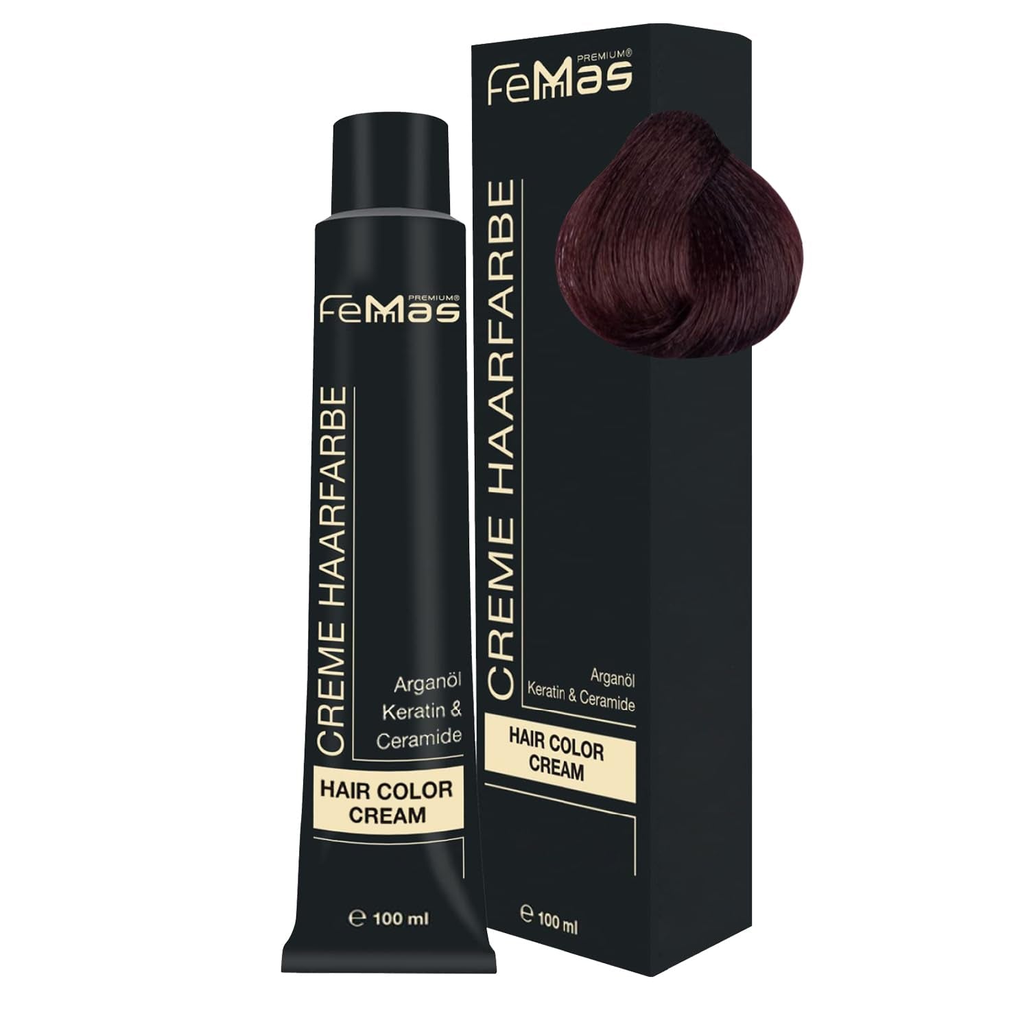 FemMas Hair Colour Pure & Mix Red I Cremă profesională cu ulei de argan, keratină și ceramide I Ca o vopsea de păr permanentă sau nuanță pentru rezultate radiante, de lungă durată I 100 ml Vopsea pentru par Naty Shop Cupru maro deschis 5.4 Pachet de 1