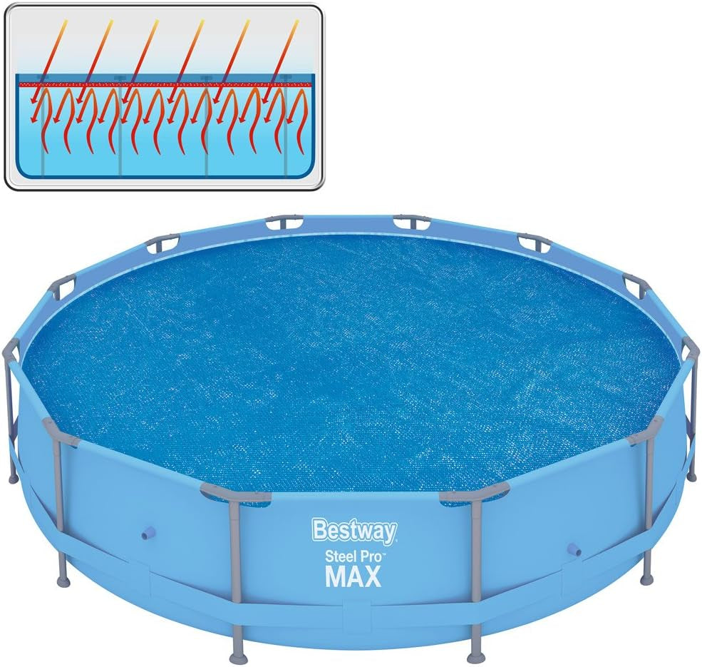 Copertura solare per piscina Bestway Flowclear, Ø 356 cm, per piscine rotonde fuori terra da 366 cm e 396 cm, Blu, 58242