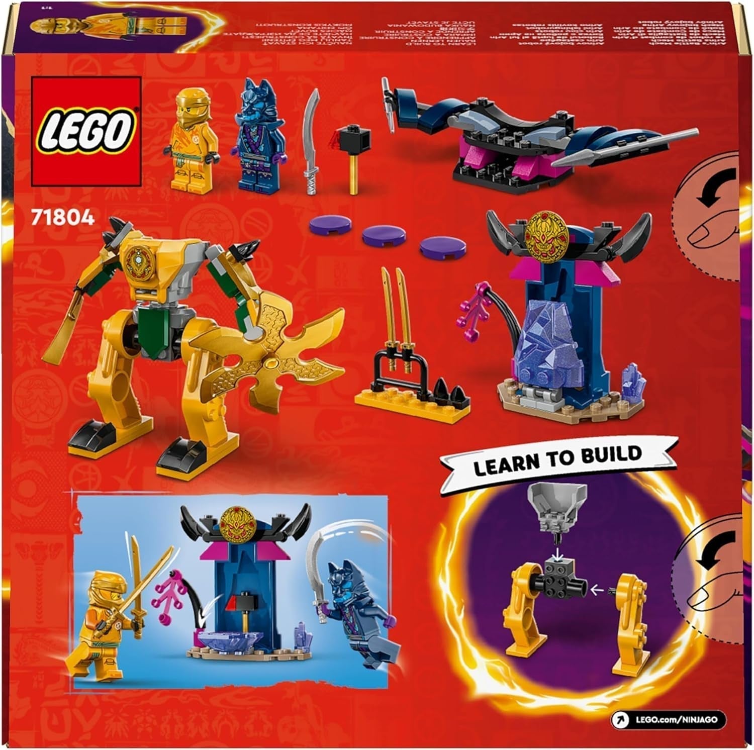 LEGO NINJAGO Mech da battaglia di Arin, giocattolo Ninja per bambini dai 4 anni in su Con personaggi Incl. IVA. Arin con mini katana, action figure e mech, piccolo regalo per ragazzi e ragazze 71804 Set da costruzione Besuche den LEGO-Store