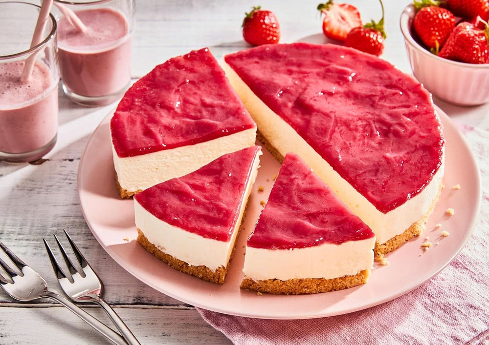 RUF New York Cheesecake Fragola No Bake, Cheesecake Americana Originale con Salsa di Fragole, 360 grammi Kitchen Naty Shop