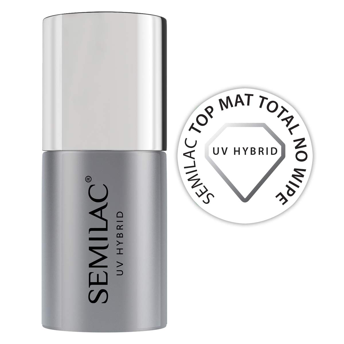 Semilac Top Coat Smalto per Unghie 7ml, Innovativo, UV/LED, Smalto Ibrido, Finitura Lucida, Protegge, Trasparente
