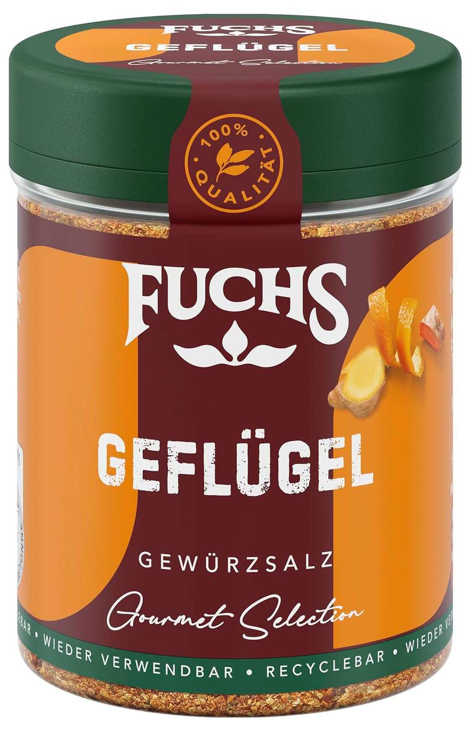 Fuchs Gourmet Selection Klassisch/Heimisch – Bratkartoffel Gewürzsalz, nachfüllbares Kartoffel Gewürz, Salz zum Würzen von Brat- & Ofenkartoffeln, Pommes Frites & Co, vegan, 70 g