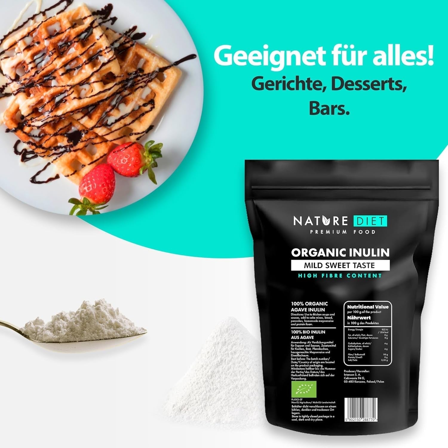 Nature Diet - Bio-Inulina 1 Kg | Aus Agave | Natürliches Präbiotikum Dolcificanti Naty Shop