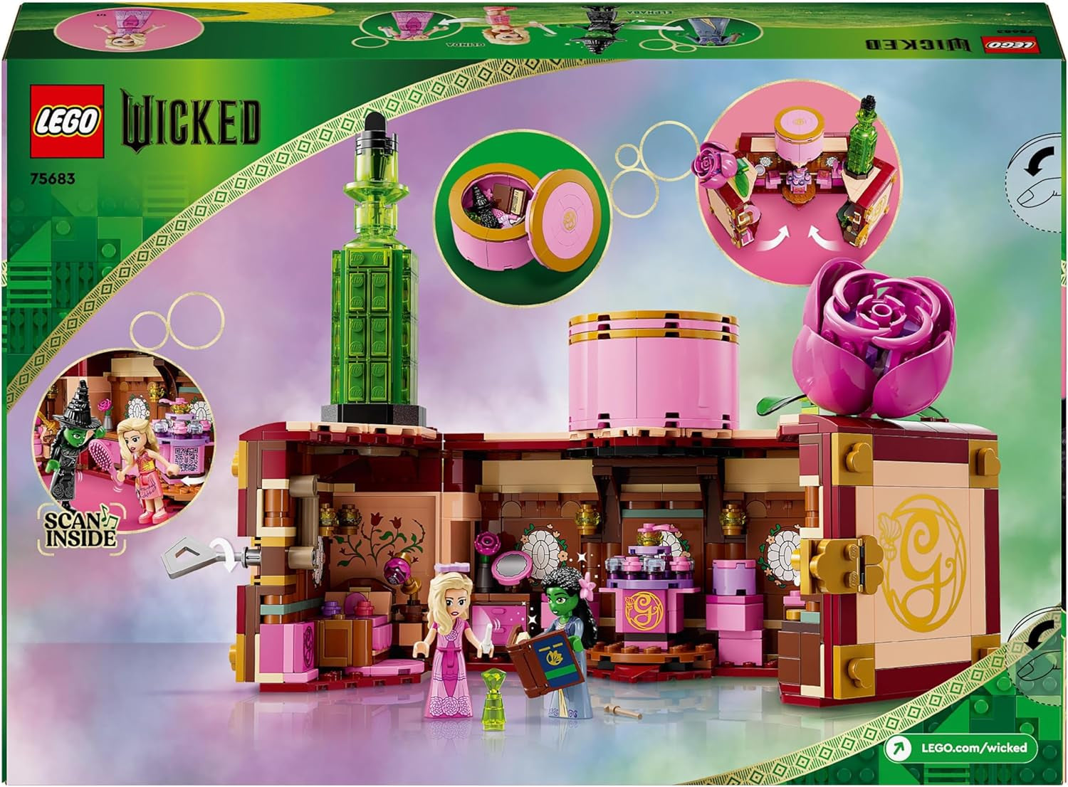 La camera da letto di Wicked Glinda ed Elphaba LEGO - Casa delle bambole con 2 mini bambole della Strega di Oz, fantastici accessori tra cui fiori e abiti - Giocattolo creativo per ragazze 8+ e fan - 75683 Set da costruzione Besuche den LEGO-Store
