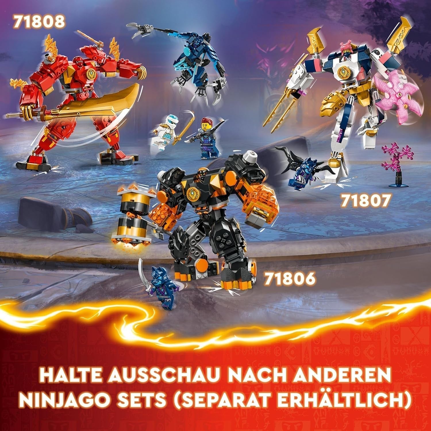 LEGO NINJAGO Kai's Fire Mech Action Figure Giocattolo per Bambini con Figura Mech Rossa Personalizzabile Ninja Set 4 Personaggi Inclusi Kai e Zane, Regalo per Ragazzi e Ragazze di 7 Anni 71808 Set di Costruzioni Beuche den LEGO-Store