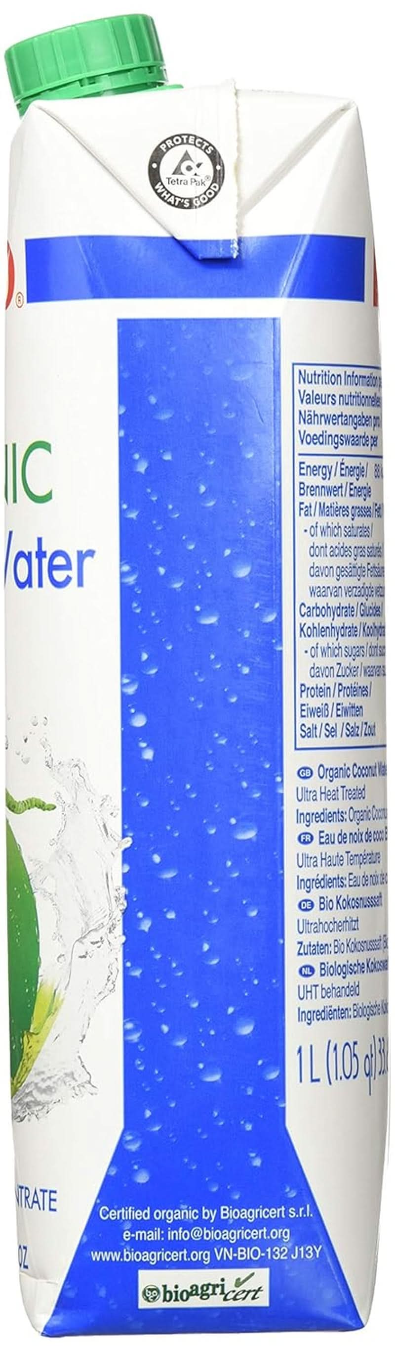 FOCO Acqua di cocco biologica Bevanda sportiva rinfrescante pura 100% acqua di cocco - 6 x 1 litro Naty Shop