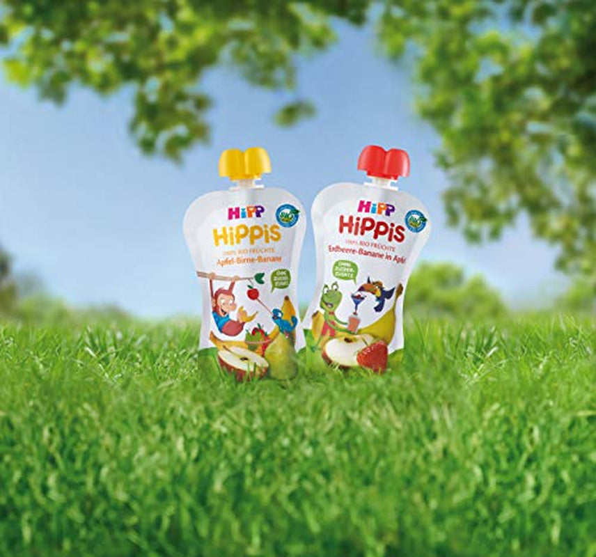 HiPP Biologico per Bambini HiPPiS Fragola Banana in Mela - Theo Tucano, 100g