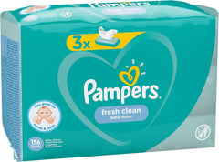 Salviette per neonati Pampers Fresh Clean 81688041, 3x52 pezzi, (salviette per neonati, sacchetto di plastica, ragazza/ragazzo, turchese, bianco, Germania, 896,7 g)