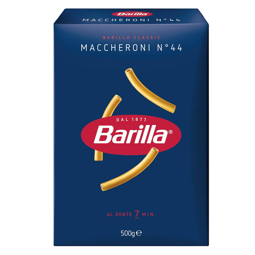 Pasta Barilla Maccheroni Classici n. 44 di grano duro di alta qualità, sempre al dente, 500g