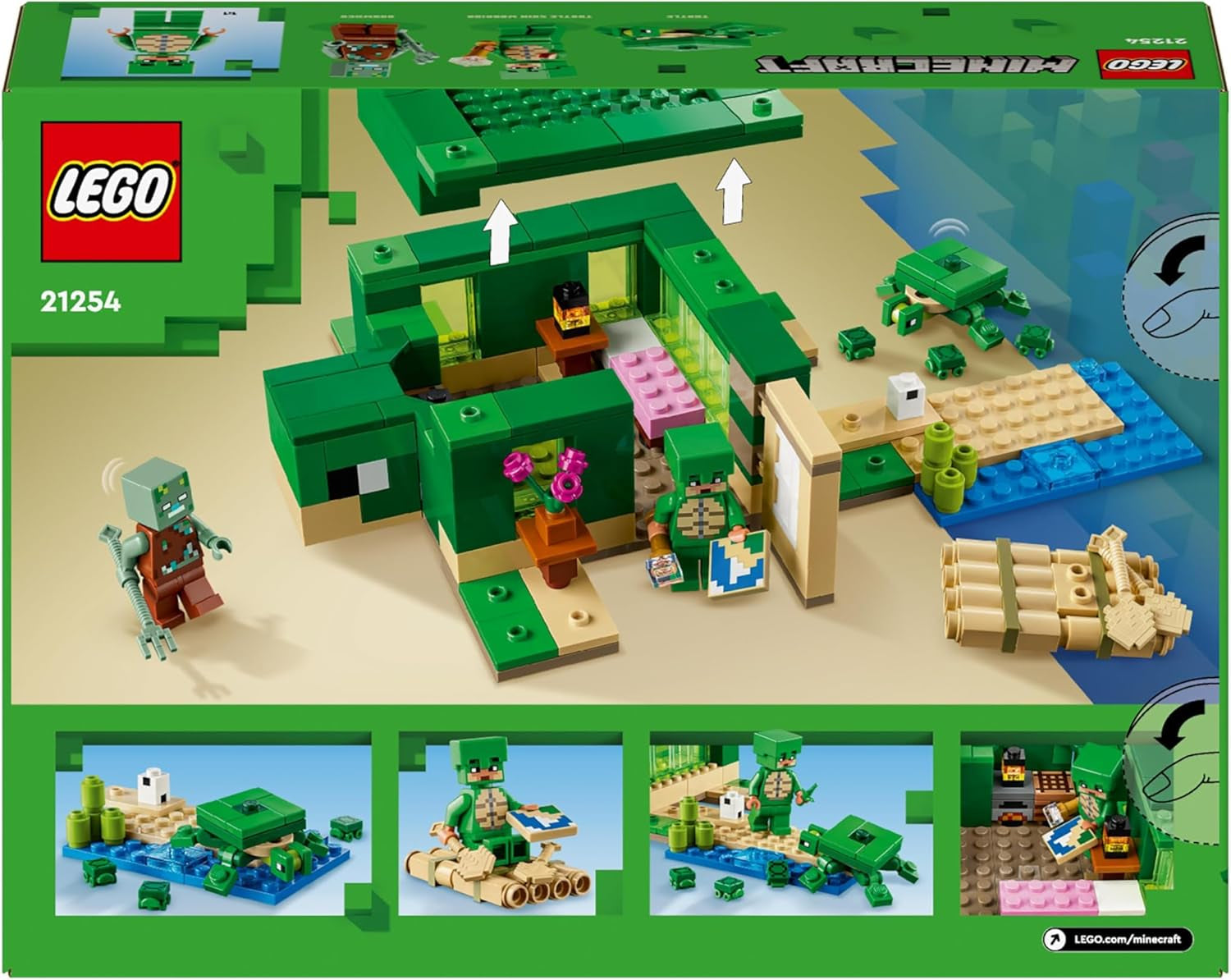 LEGO Minecraft The Turtle Beach House Casa dei giocattoli con accessori per ragazze e ragazzi a partire da 8 anni, set con animali e personaggi del videogioco, regalo per i giocatori 21254 Set da costruzione Besuche den LEGO-Store