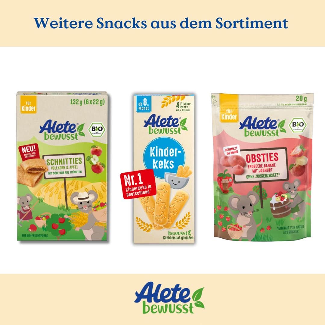 Alete Bio Schnitties, cereali integrali e frutti rossi 6 x 22 g Naty Shop Mamma e Bambino