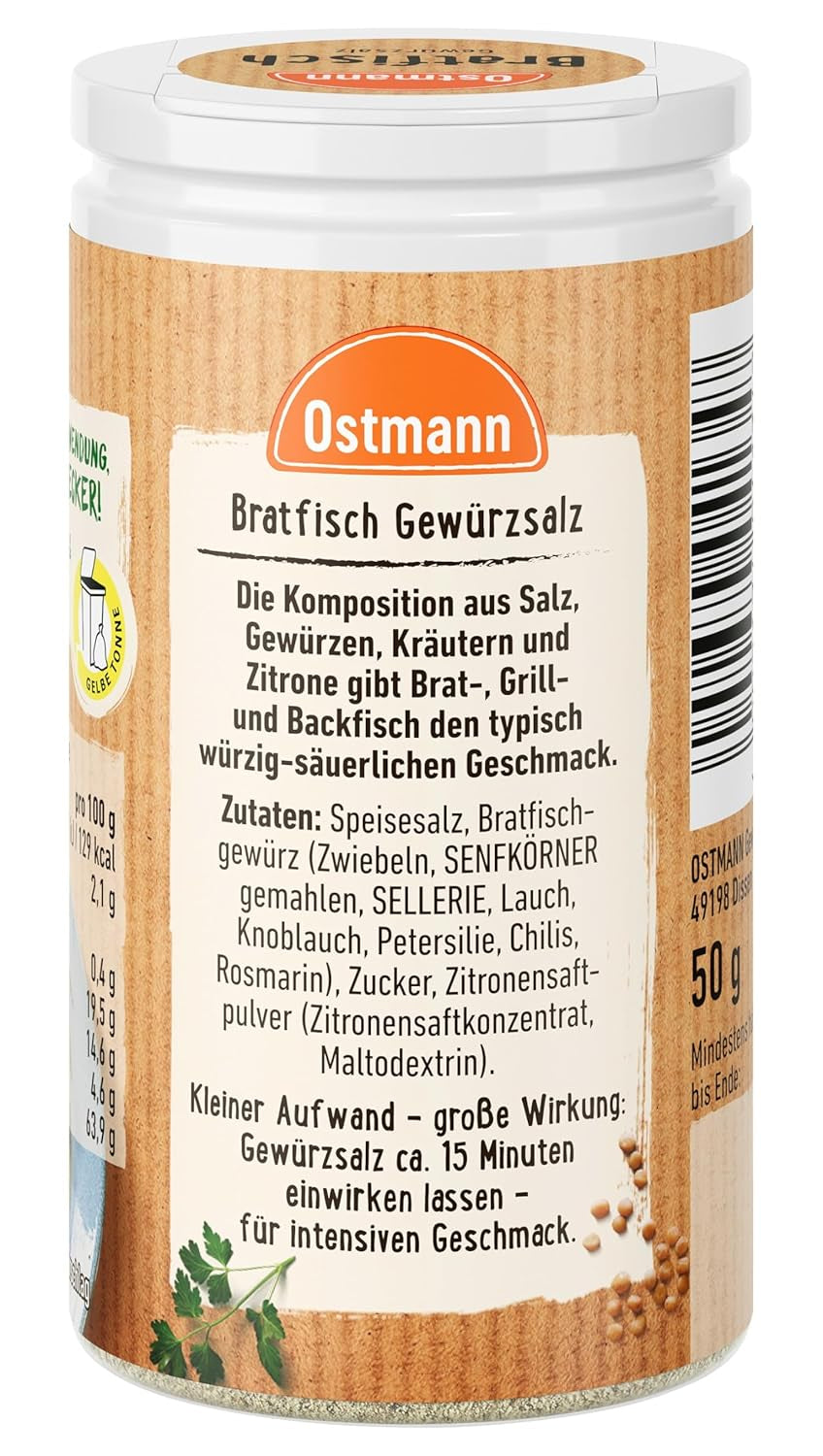 Ostmann Gewürze - Bratfisch Gewürzsalz | Nachfüllbare & Recyclable Verpackung | 50 g in Der Streudose