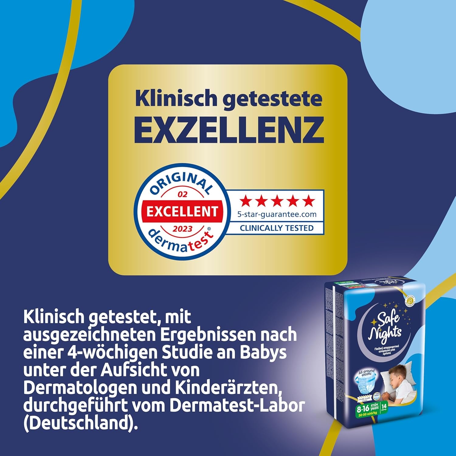 Safe Nights Boy, pantaloni da notte per bambini da 8 a 16 anni (30-50 kg), 84 pezzi