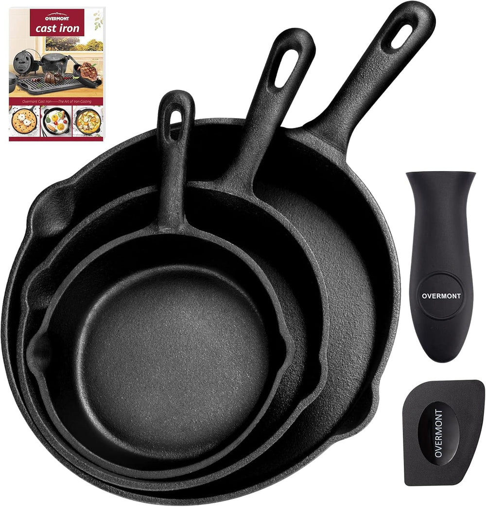 Bistecchiera in ghisa con manico OVERMONT Pentole e Padelle Naty Shop Round Set 3 pezzi