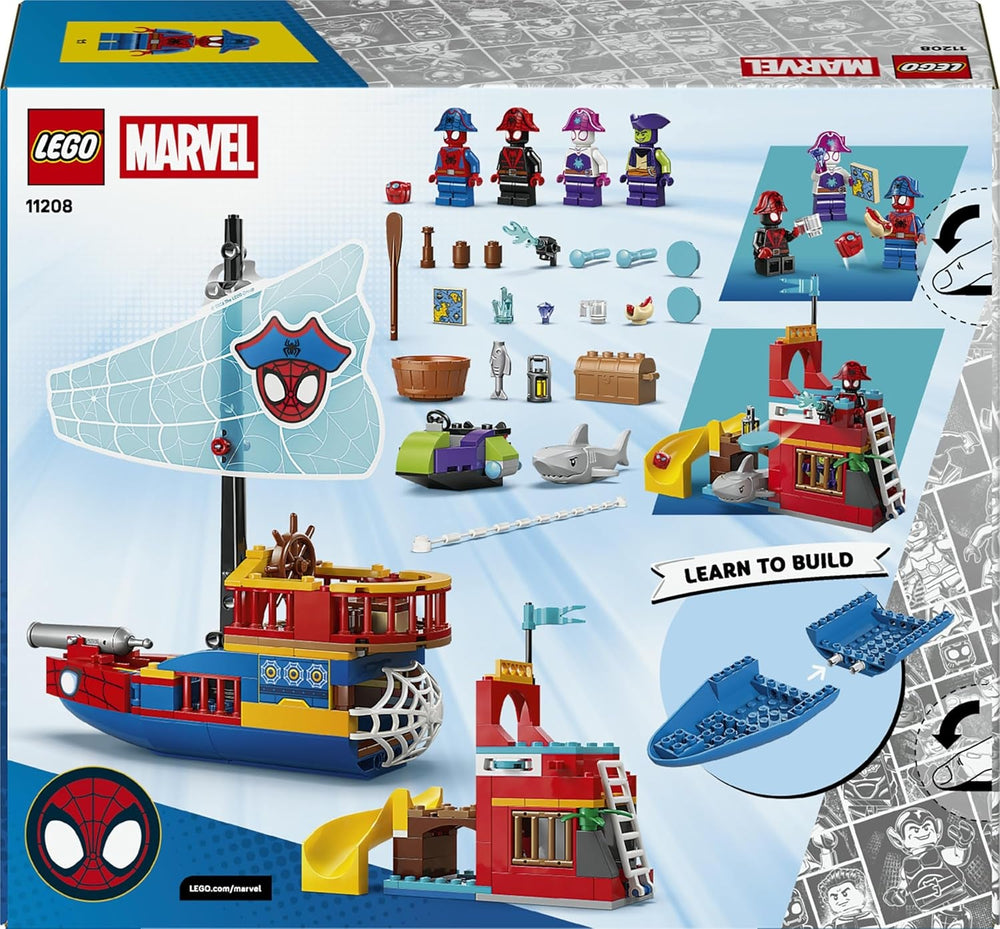 LEGO ǀ Piratenschiff von Spideys Team - Superhelden Set mit einem Schiffsmodell, 2 Booten, 4 Minifiguren - Geschenk für Jungen ab 4 Jahren und Fans der Serie Spidey und Seine Super-Freunde - 11208