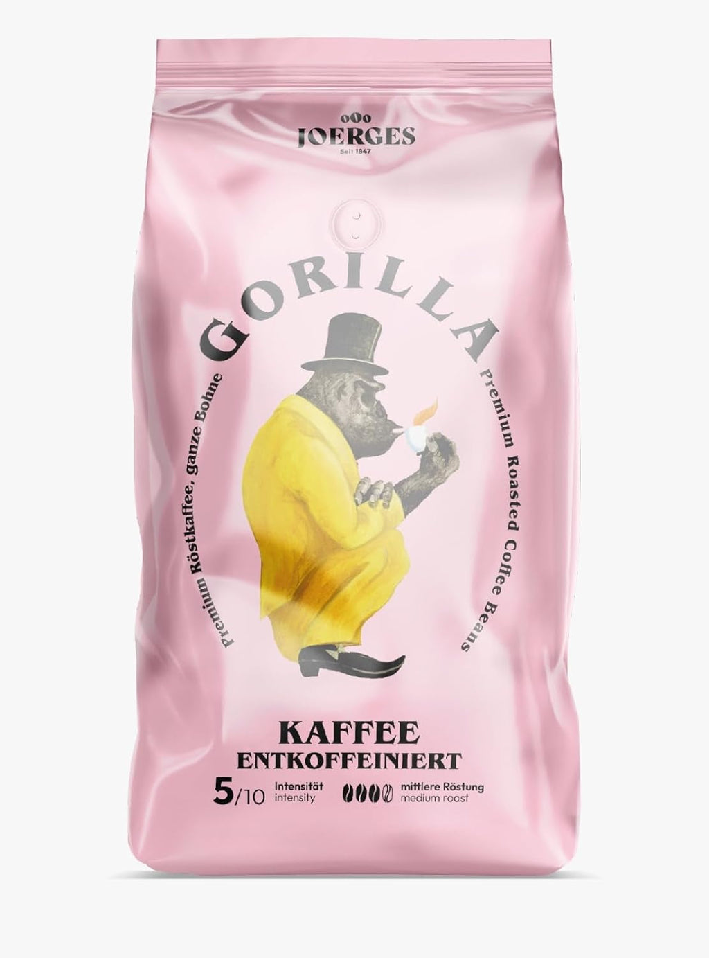 GORILLA Espresso 1 Kg, Decaffeinizată, boabe întregi Cafea Naty Shop 1 Kg Nuci Dulce floral Fructe de padure