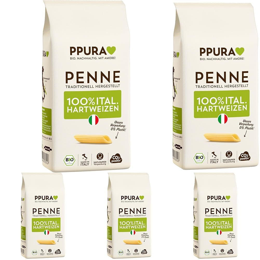 PPURA Penne di Grano Duro Biologiche 500g, pasta tubolare 100% naturale, Made in Italy - Pasta italiana senza additivi, coloranti e conservanti