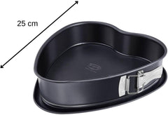 Tavă de tort Dr. Oetker în formă de inimă cu fund antiaderent, 25 cm, tavă de tort cu fund plat, tavă de copt în formă de inimă și antiaderentă din oțel cu strat antiaderent, cantitate: 1 bucată, 1479 negru