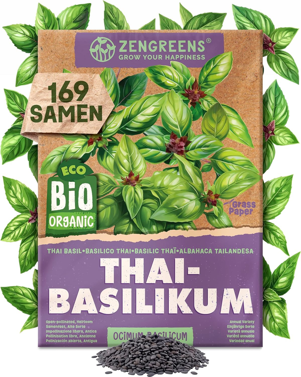 Semi di basilico biologico in set da 6 - 6 semi di basilico per una facile coltivazione in giardino, balcone o aiuola rialzata - Semi di piante - Piantine