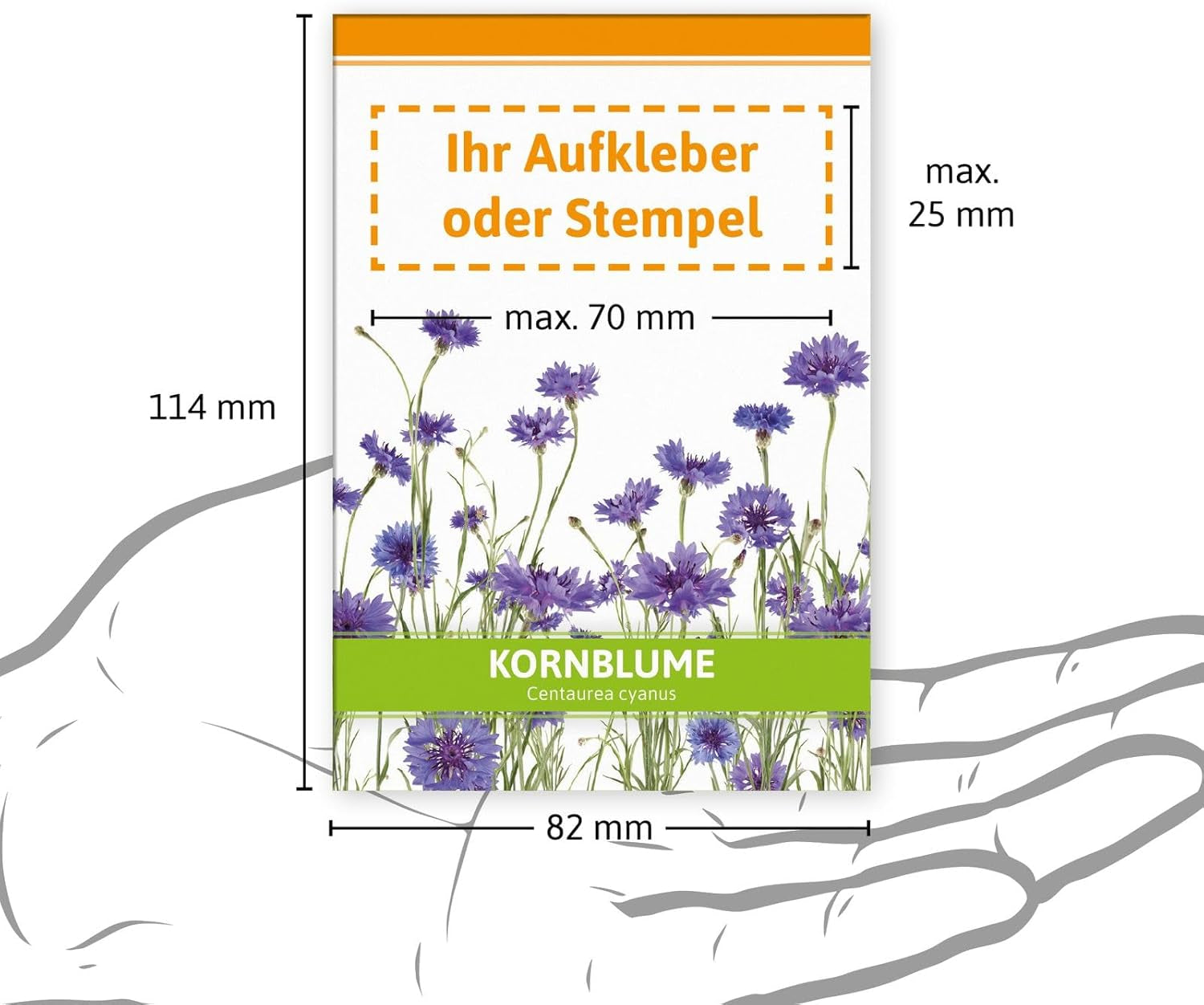 FLORTUS Kornblumen Samen Für Gastgeschenke (100 Stück) | Blumensamen Als Dankeschön Geschenke, Mitgebsel & Werbegeschenke | Wildblumensamen