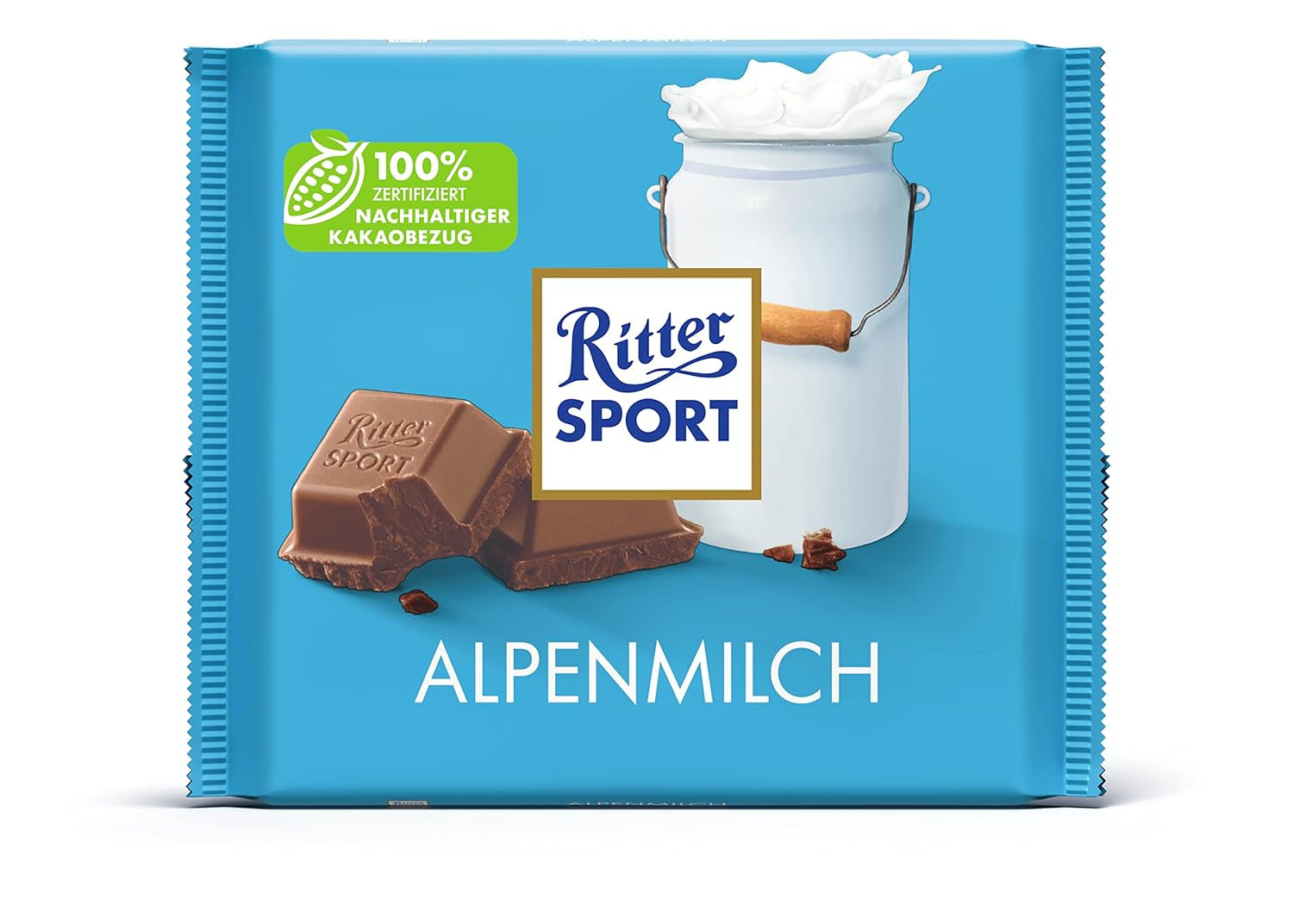 Ritter Sport 250g Cioccolato al latte alpino, Il miglior cioccolato al latte intero dal gusto cremoso, Cioccolato classico da condividere con gli amici, 11 barrette x 250g