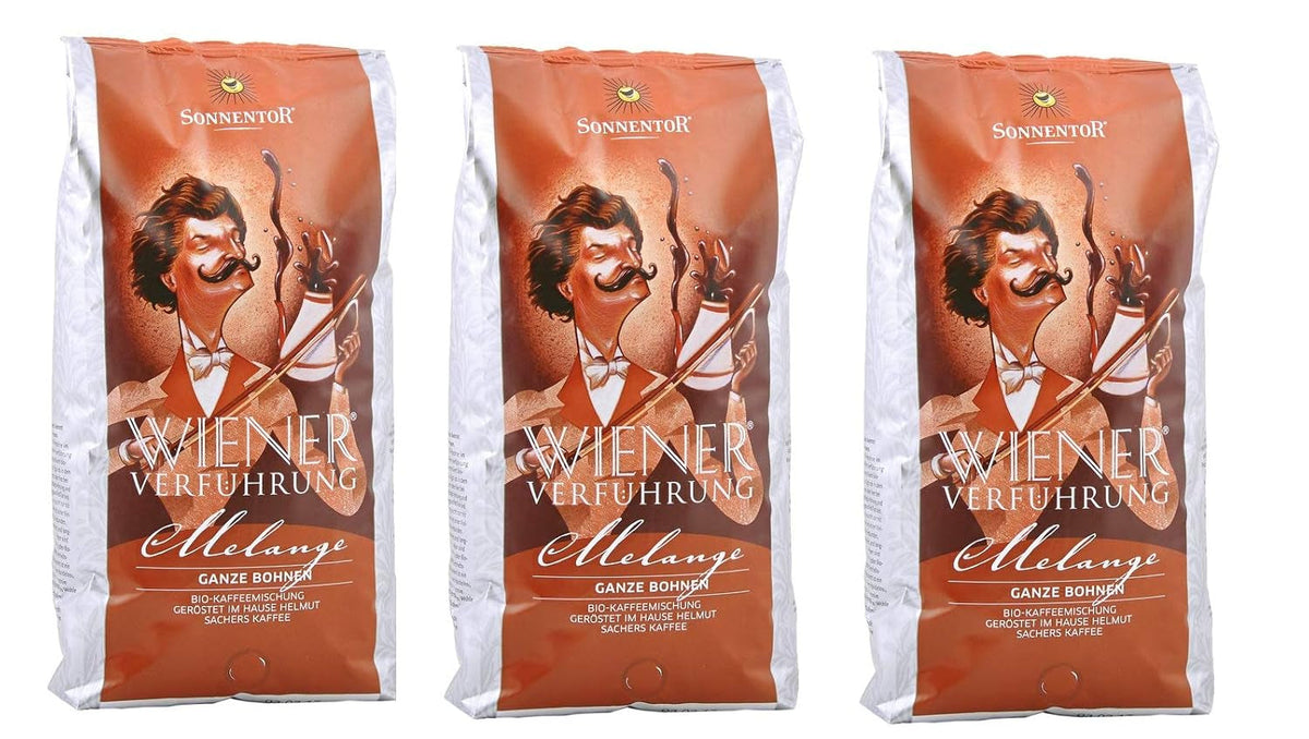 Cafea melanj, boabe întregi, Viennese Seduction, organică, 3 x 1000g