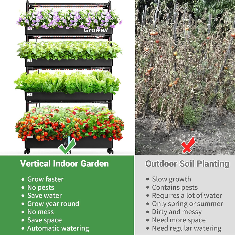 Kit Sistema di Coltivazione Idroponica Grande 120 Capsule Giardino Idroponico Verticale con 2 Modalità di Illuminazione Sistema di Circolazione Automatica dell'Acqua con Luce di Coltivazione Sistema di Giardinaggio per Erbe da Interni da 48 Litri