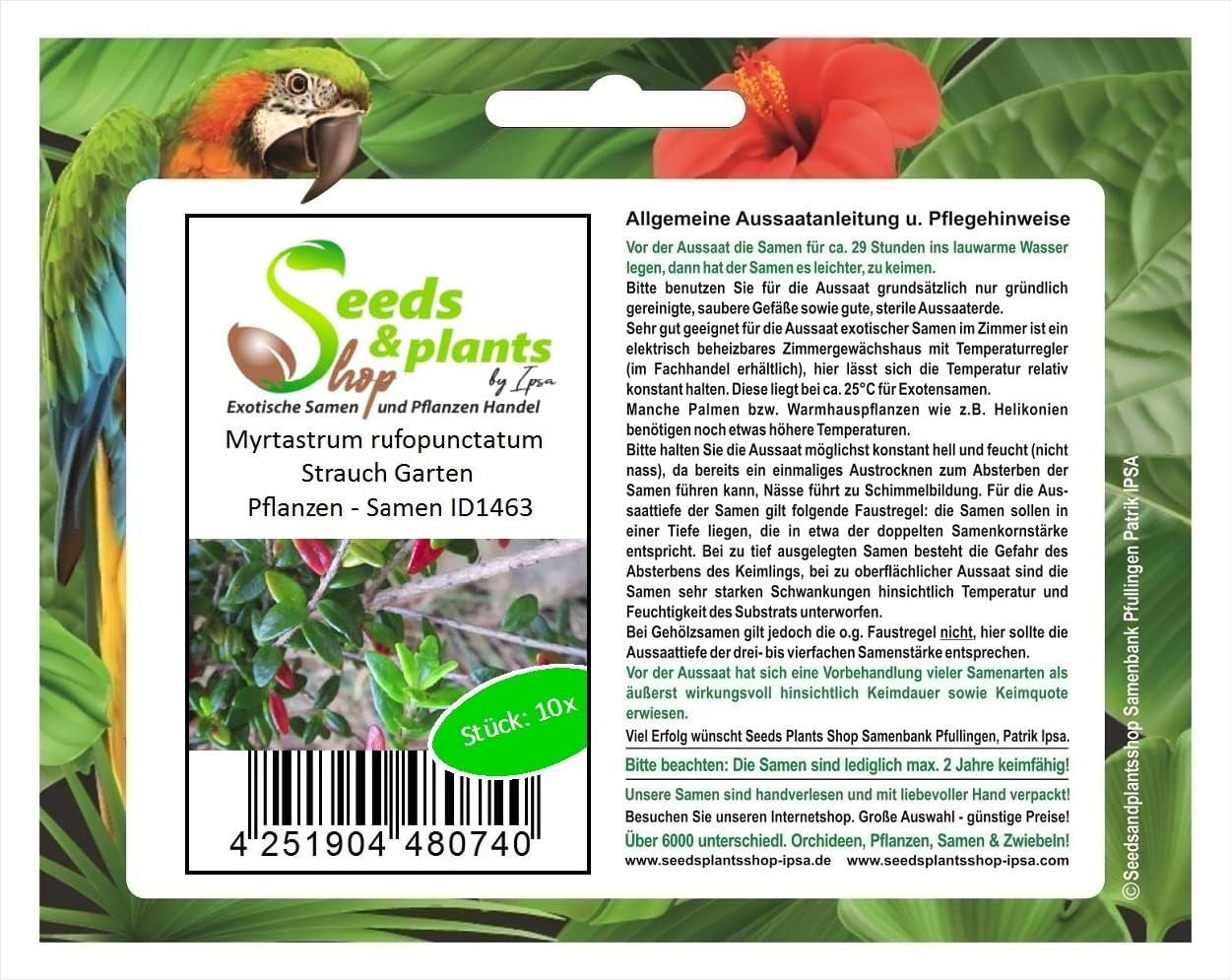 Stk - 10X Myrtastrum Rufopunctatum Strauch Garten Pflanzen - Samen ID1463 -