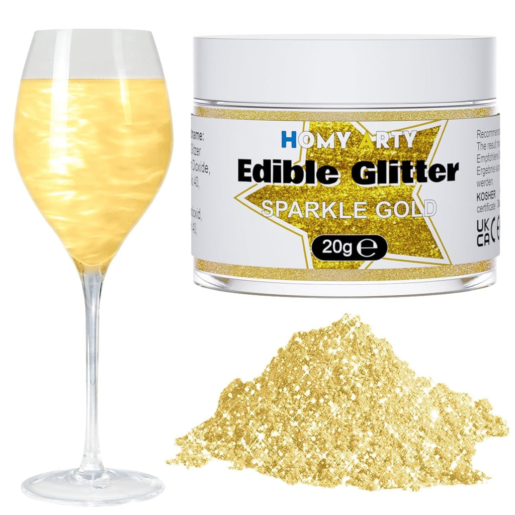 Set spray cu sclipici comestibil HOMY ARTY - 7 culori pudră cu sclipici comestibil fără aromă pentru băuturi, pudră colorant alimentar, sclipici comestibil pentru tort, șampanie, cocktailuri, spray cu sclipici comestibil - 4G