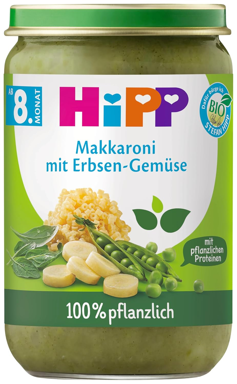 Menù Hipp 100% vegetale Da 8 / 10 mesi Mamma e Bambino Naty Shop 220 grammi Maccheroni fagiolini e spinaci