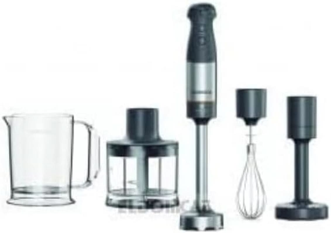 Kenwood Triblade XL Pro Stabmixer HBM80.322BK, 1200W, Variable Geschwindigkeiten, Edelstahl(Pürierfuß), Schneebesen, Emulgieraufsatz, 500Ml Zerkleiner, 700 & 250Ml Becher, Spülmaschinenfeste Teile Bucatarie Naty Shop Grau 2 Hbm60.307Gy