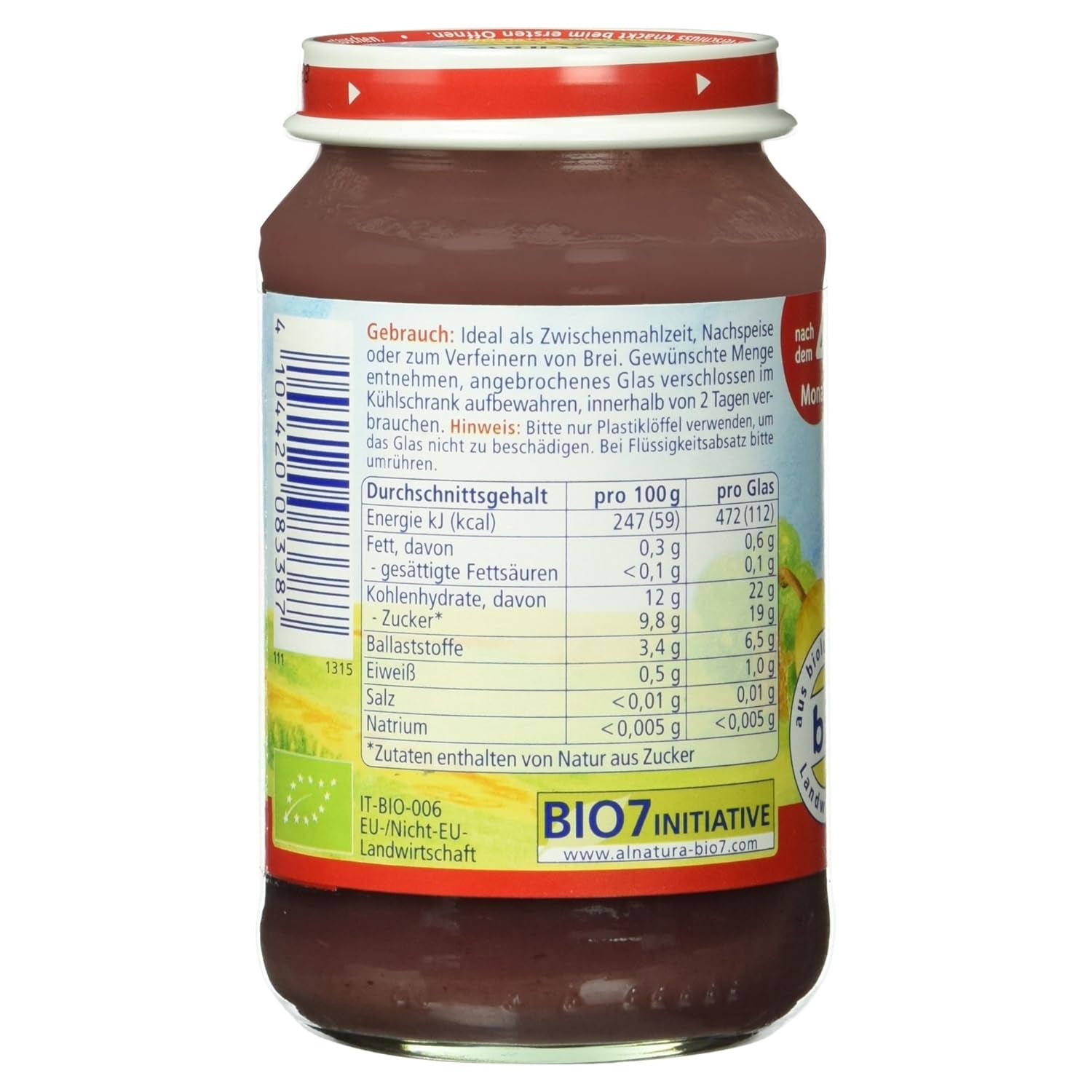 Pară organică cu afine, după 4 luni, 190g