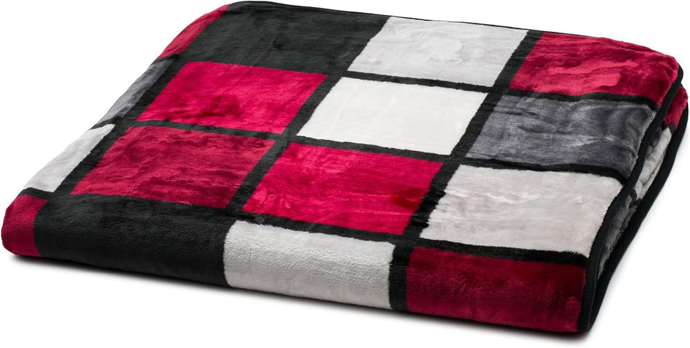 Gözze - Coperta morbida e confortevole, sensazione cashmere, peso tessuto pesante 500 G/M², Antigua, 150 X 200 Cm - Senape/Nero/Bianco Besuche den Gözze-Store Bed and Covers Rosso/Bordeaux/Nero/Bianco