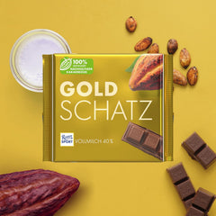 Ritter Sport - Gold Treasure - 11 x 250g, Cioccolato fine al latte con pezzetti di caramello, Cioccolato classico da condividere con gli amici, 11 tavolette x 250g
