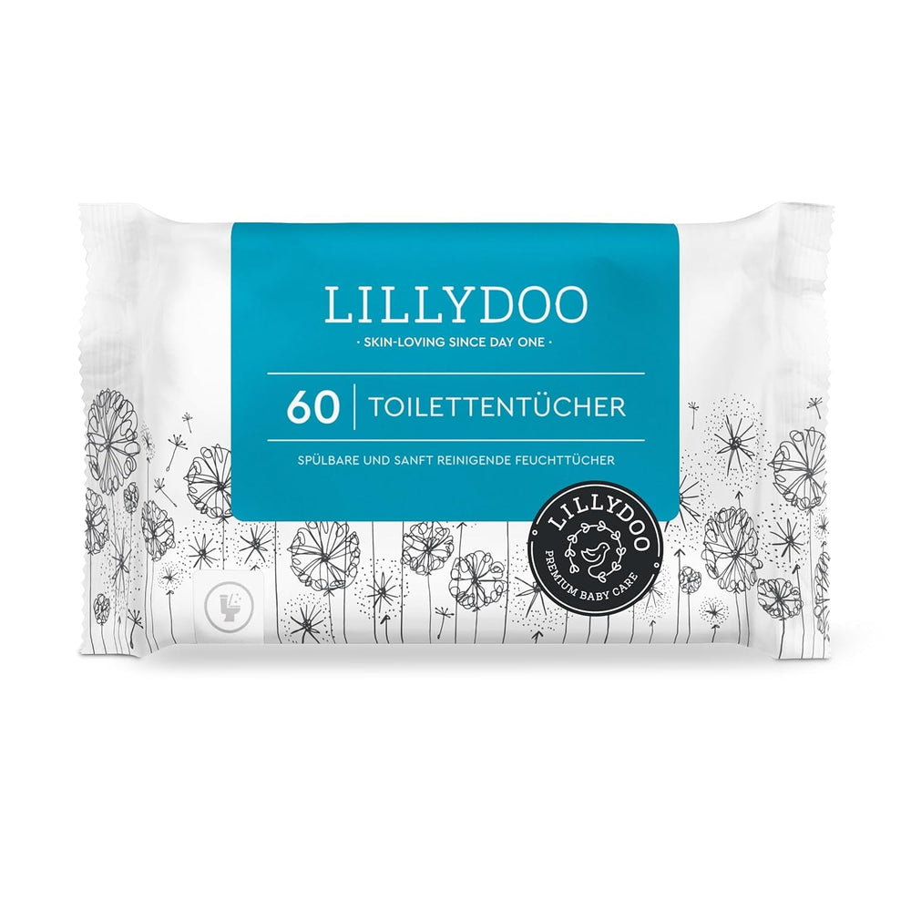 Șervețele umede pentru toaletă LILLYDOO, 720 bucăți (12 x 60), șervețele 100% fără plastic, de aruncat la toaletă, fără parfum