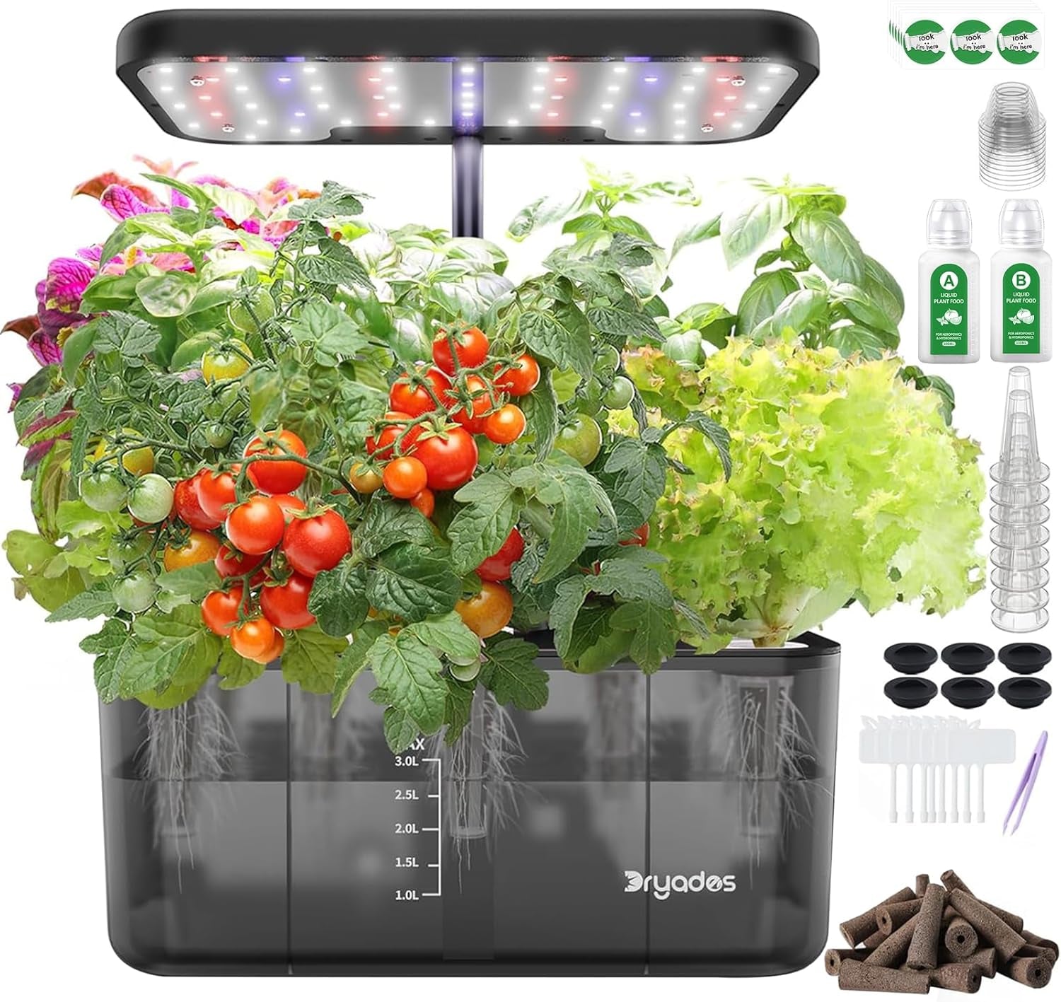 Sistema di coltivazione idroponica: 8 capsule, lampada LED a spettro completo da 24 W con avviso di livello basso dell'acqua | Giardino interno per cucina, soggiorno, scuola | Idea regalo per giardinieri dilettanti