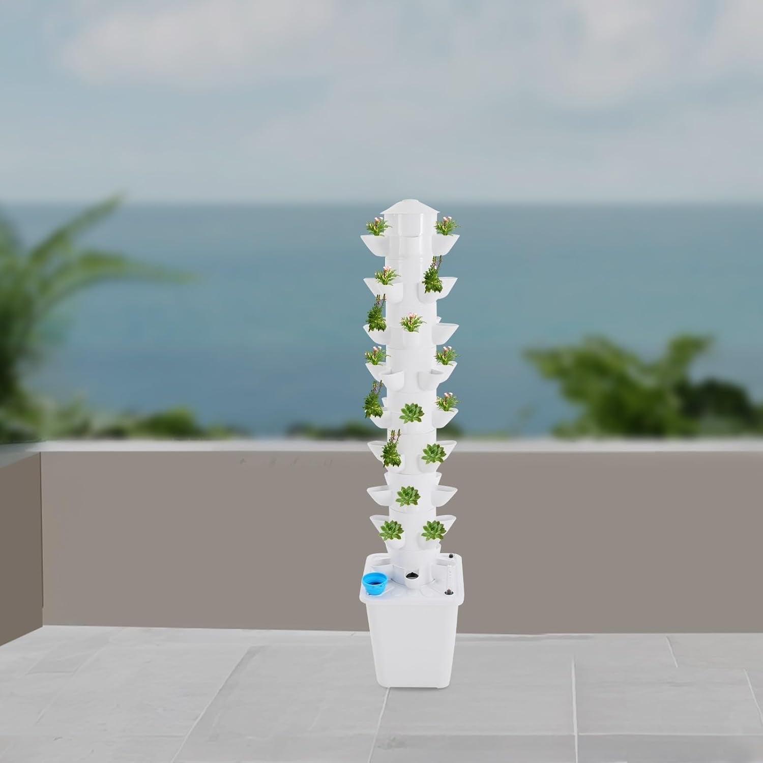 Sistema idroponico Torre idroponica Giardino di erbe aromatiche per interni Sistema di coltivazione idroponica con 45 posizioni di piantagione Pompa dell'acqua Serbatoio dell'acqua 20 litri verticale per fiori e verdure