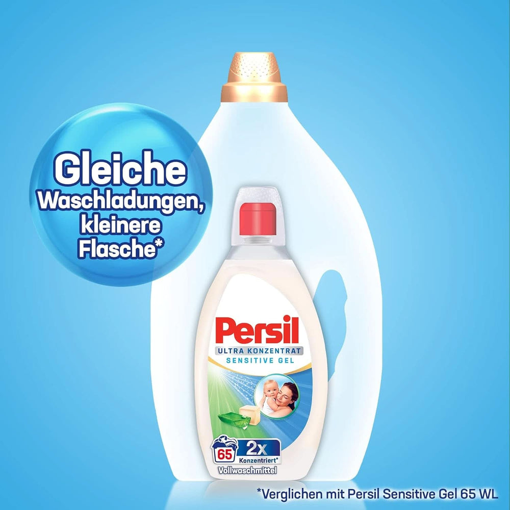 Persil Ultra Concentrate Sensitive Gel (130 lavaggi), Detersivo liquido per allergie e neonati in un flacone più piccolo per meno plastica, Rimuove le macchie difficili, Dermatologicamente testato Detersivi per bucato Naty Shop