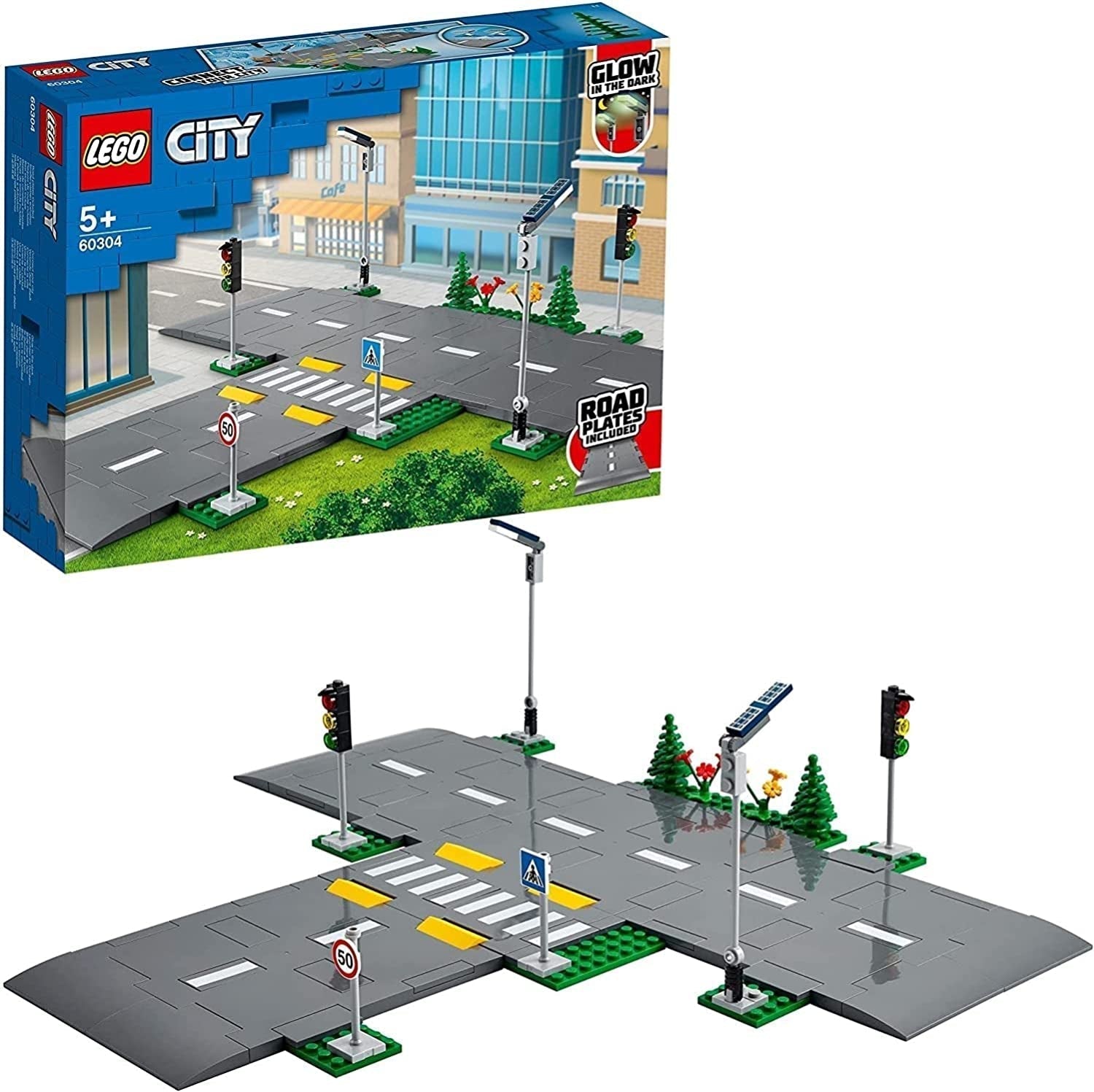 LEGO City Incrocio stradale con semaforo Set da costruzione con mattoncini fosforescenti 60304 Set da costruzione Besuche den LEGO-Store Single