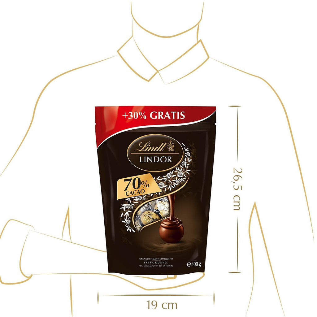 Ciocolată Lindt LINDOR bile de ciocolată neagră, 400 grame Bomboane de Ciocolata Naty Shop