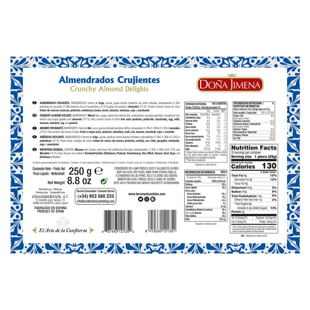 – Fursecuri crocante cu migdale, cea mai înaltă calitate, biscuiți tipici de Crăciun, rețetă artizanală, 250 g (pachet de 2)