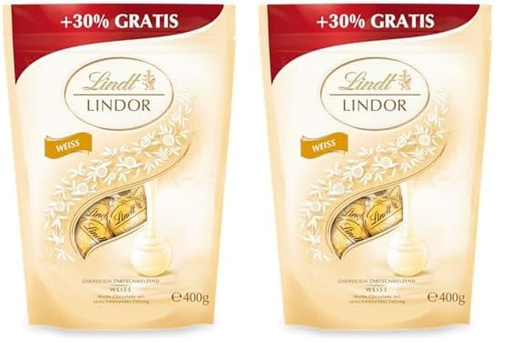 Palline Di Cioccolato Bianco Lindor | 400 g ca. 30 palline di cioccolato bianco con ripieno scioglievole in bocca | Regalo di cioccolato | Regalo al cioccolato (confezione da 2)