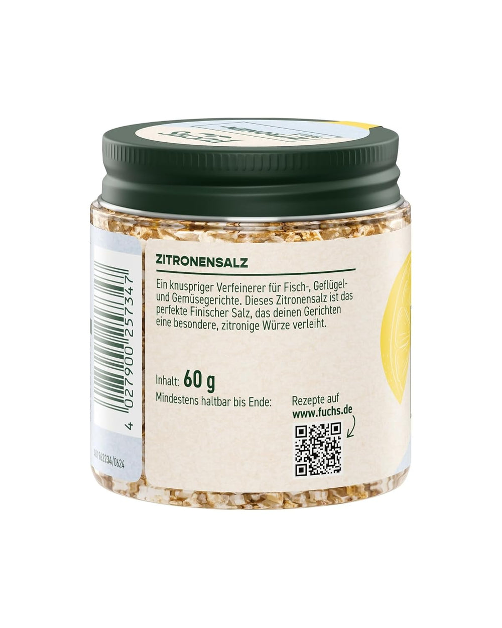 Fuchs Gewürze - Citronensalz | Toppingsalz mit Pyramidenflocken & Zitrone | Verfeinerung croccante per pesce e gemme | Sale al limone in qualità Premium | 60 g nel wiederverschließbaren Gewürzglas