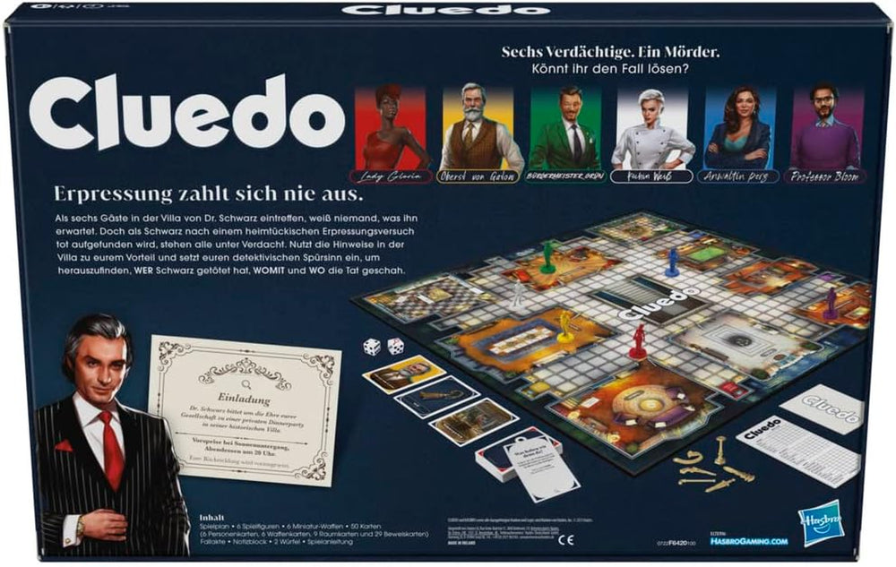 Hasbro Gaming Cluedo Gioco da Tavolo per Bambini dagli 8 Anni in su, Gioco Cluedo Riprogettato per 2-6 Giocatori, Gioco Detective e Puzzle, Gioco Misterioso Perfetto per