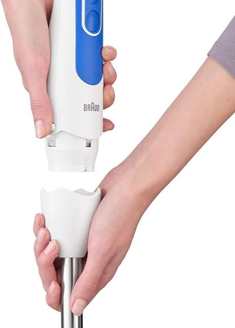 Braun Stabmixer MQ 3000 Smoothie+ – Multiquick 3 Pürieristab Mit Edelstahl Mixfuß, 700 Watt, Inkl 600 Ml Mixbecher, Weiß/Blau Kitchen Naty Shop