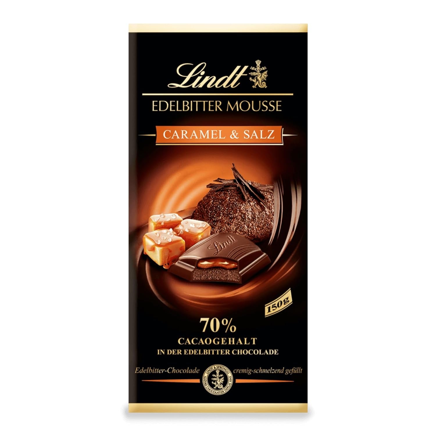 Mousse al cioccolato fondente Lindt con peperoncino e ciliegie | Barretta 150g | Con il 70% di cacao e ripieno di mousse al cioccolato fondente e ciliegia e peperoncino | Tavoletta di cioccolato | Cioccolato fondente
